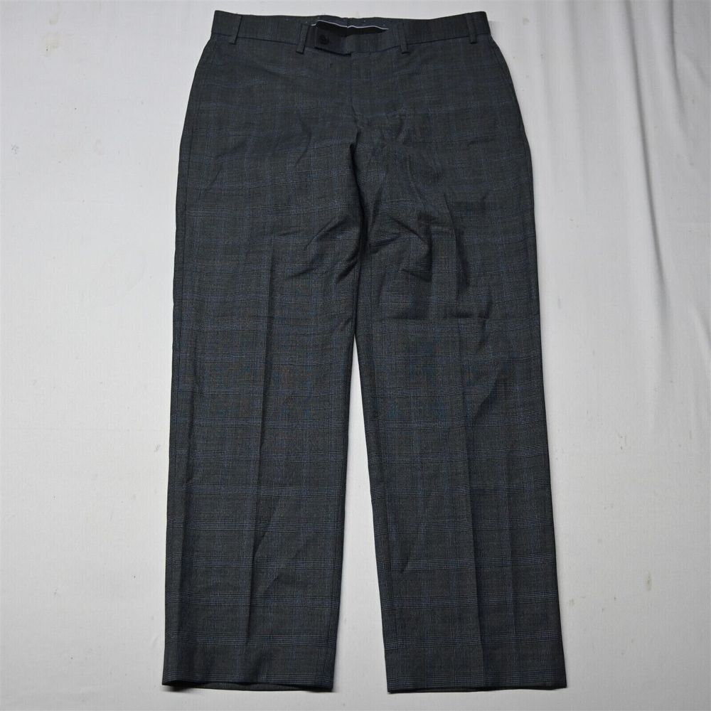 Michael Strahan 36x32‎ Gray Glenn Check Straight Suit Slacks Dress Mens Pants
